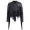 Chaqueta de Cuero para Mujer con Tachuelas Estrella y Borlas