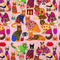 Vestido Infantil Estampado con Gatos, Patchwork Artesanal y Bufanda Integrada Rosa