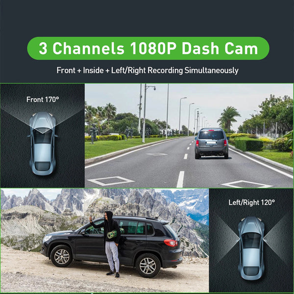 Cámara Dashcam Dual HD 1080p - Pantalla 3 Pulgadas Frontal y Trasera