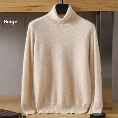 Suéter Pullover de Cuello Alto Holgado en Visón para Hombre - Invierno - Image 6