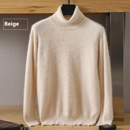 Suéter Pullover de Cuello Alto Holgado en Visón para Hombre - Invierno - Image 6