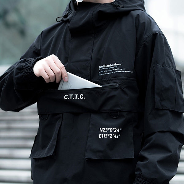 Chaqueta Táctica Impermeable y Resistente al Viento con Capucha y Múltiples Bolsillos