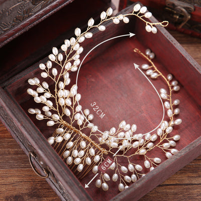 Peine de Cabello Artesanal con Alambre de Cobre y Perlas para Fotografía - Image 2