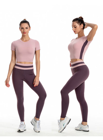 Conjunto Deportivo Yoga Mujer con Sostén Integrado - Playera Corta Ajustada - Image 17