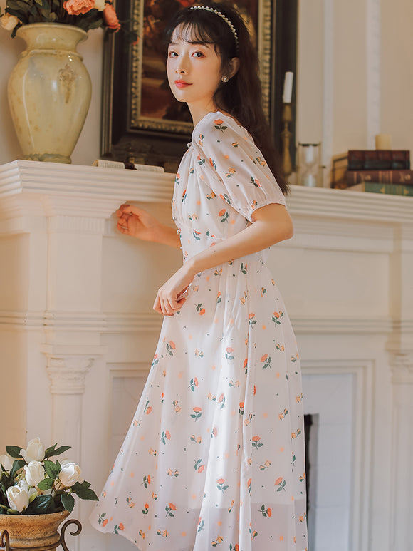 Vestido de Verano Chiffon Floral Romántico para Mujer