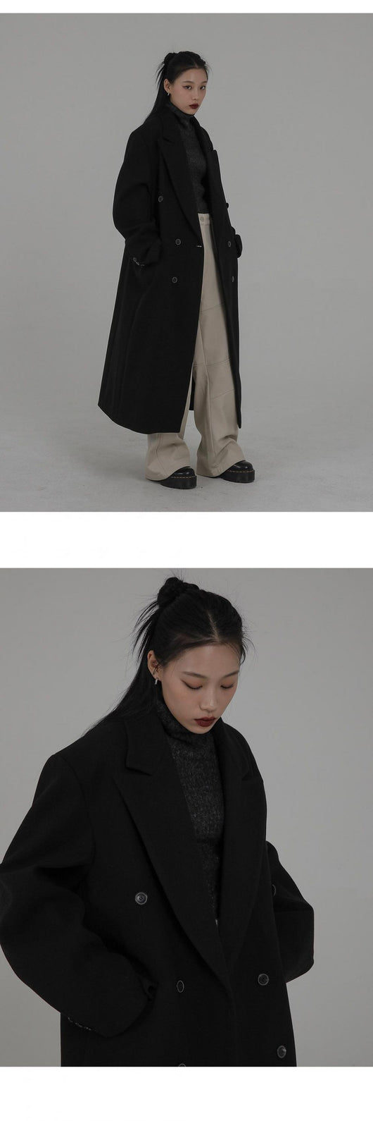Abrigo Larga Oversized Estilo Coreano Inspirado en Hepburn - Image 6