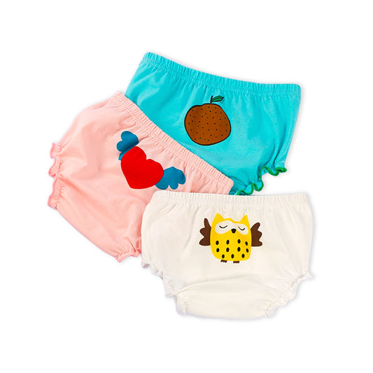 Pantaletas de Algodón para Bebé con Diseño de Pan Caricaturizado - Pack de 3
