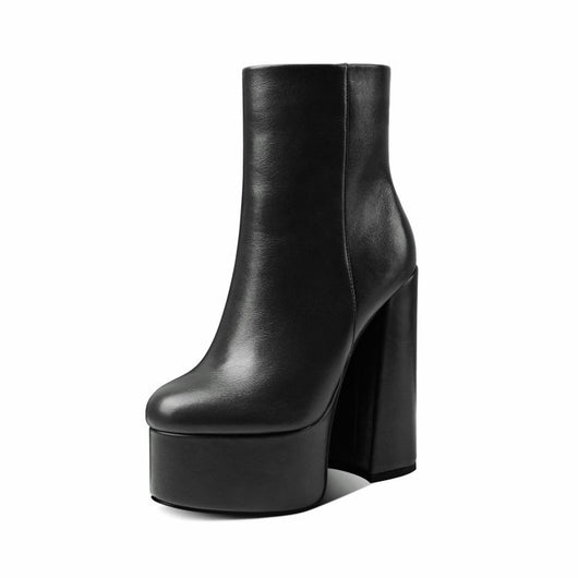 Botas Tobilleras de Tacón Grueso para Mujer Talla Grande - Image 8