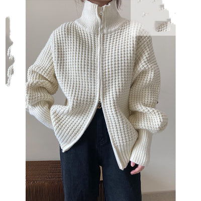 Cardigan de Punto Holgado con Cierre - Suéter Tejido Cómodo para Mujer - Image 4