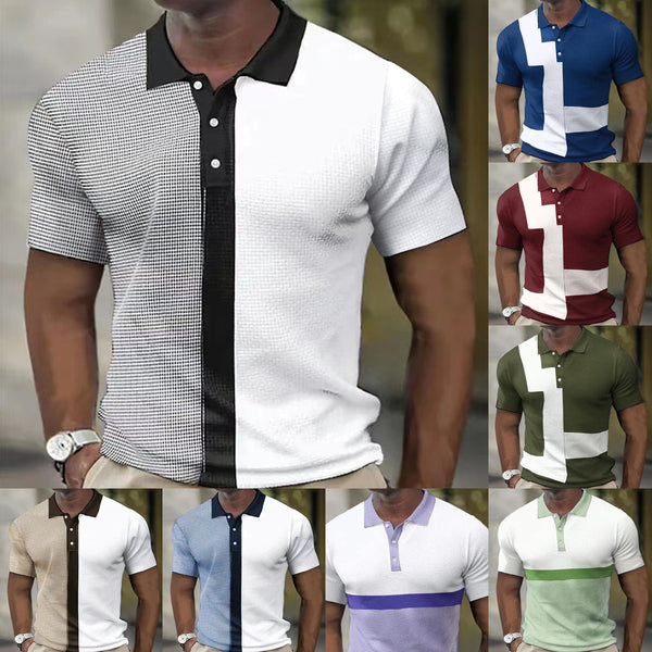 Camisa Polo Manga Corta con Combinación de Colores y Cierre