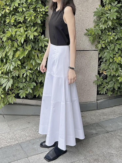 Falda Blanca de Cintura Alta con Detalles Combinados en Algodón - Image 15