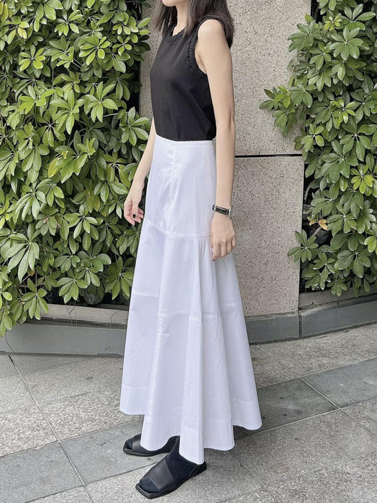 Falda Blanca de Cintura Alta con Detalles Combinados en Algodón - Image 15