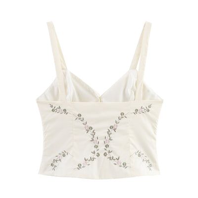 Blusa de Tirantes Bordada en Popelina - Estilo Europeo Minimalista - Image 8