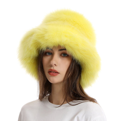 Gorro Pescador Mujer Ala Ancha Acolchado Cálido de Color Sólido - Image 23