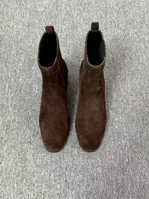 Botas Retro de Tacón Cuadrado y Punta Cuadrada en Cuero Mate para Mujer - Image 16