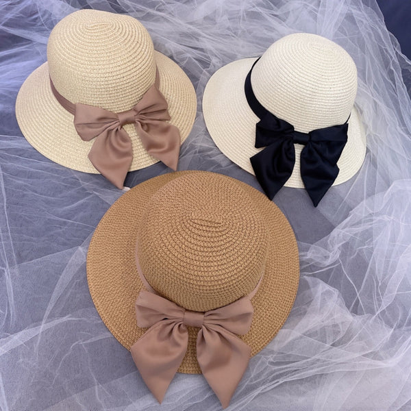 Sombrero de Paja con Moño Simple - Diseño Minimalista Playa