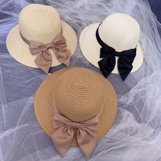 Sombrero de Paja con Moño Simple - Diseño Minimalista Playa