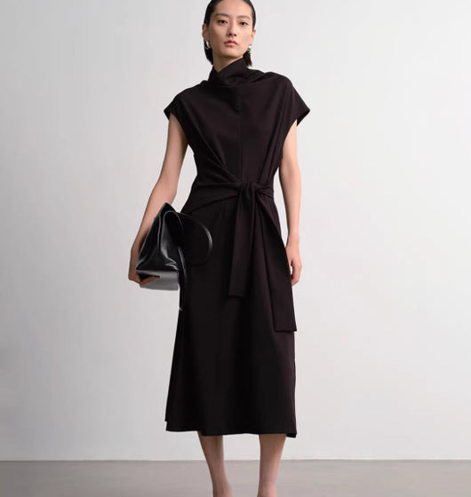 Vestido Camisero Ajustado de Algodón con Pliegues Simétricos y Corte Vertical - Image 8