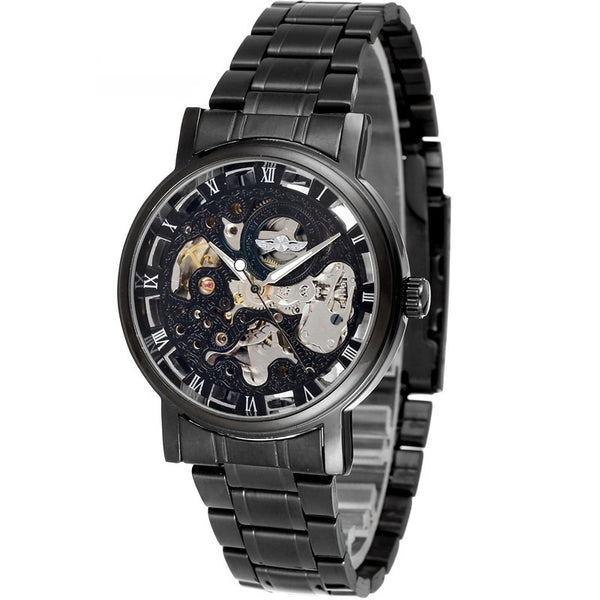 Reloj Mecánico Winner con Esfera Transparente y Correa de Acero