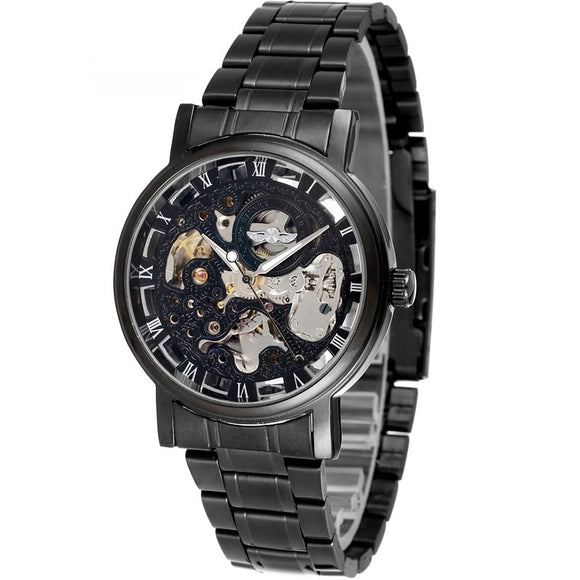 Reloj Mecánico Winner con Esfera Transparente y Correa de Acero