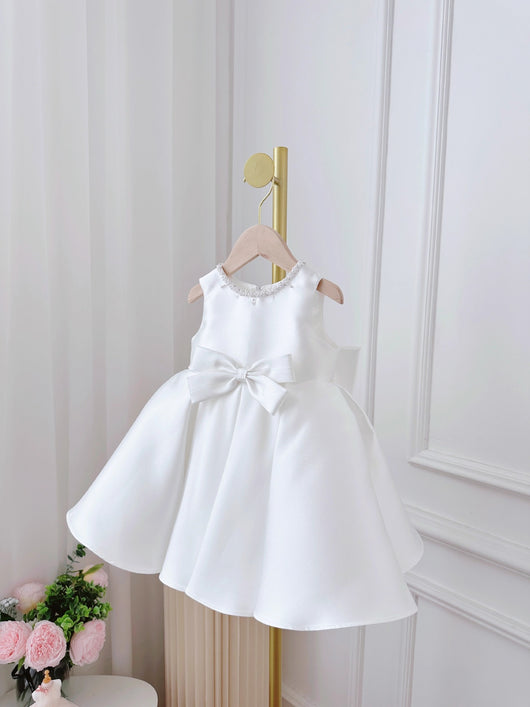 Conjunto de Dos Piezas Estilo Coreano para Niña - Vestido Blanco Clásico - Image 11