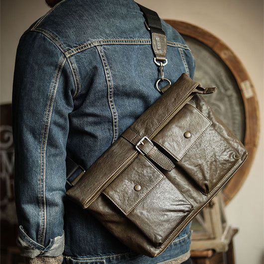 Bolso Bandolera de Cuero para Hombre con Múltiples Bolsillos - Image 8