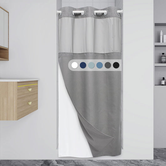 Cortina de Baño Doble Capa con Hebilla Grande - Diseño Liso y Moderno - Image 31