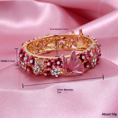 Brazalete Abierto con Mariposas y Flores Pintadas - Image 4