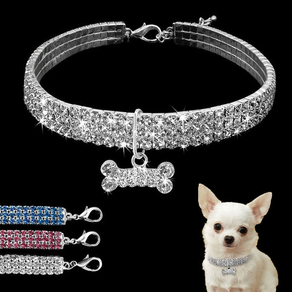Collar de Perro con Cristales Brillantes - Accesorios Elegantes para Mascotas Pequeñas