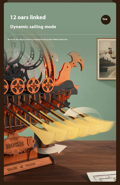 Puzzle 3D Barco Dragón Vikingo - Bloques de Construcción Armables - Image 7