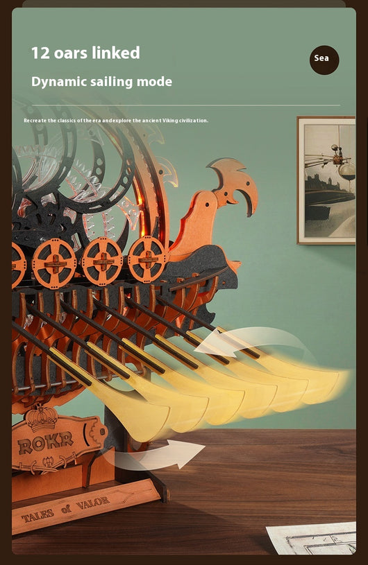 Puzzle 3D Barco Dragón Vikingo - Bloques de Construcción Armables - Image 7