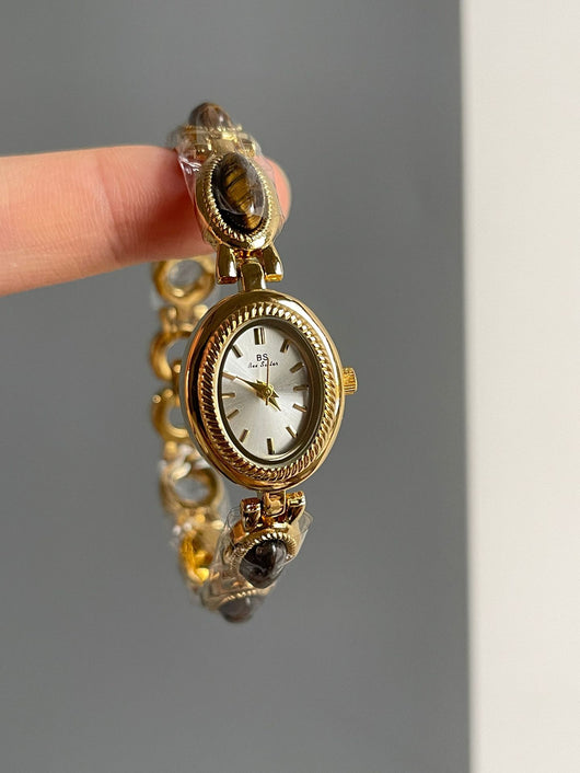 Reloj Pulsera Mujer Cuarzo Diamante Óvalo Jade Pequeño - Image 6