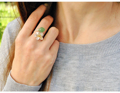 Anillo de Plata Esterlina con Jade Lotus Estilo Vintage - Image 6