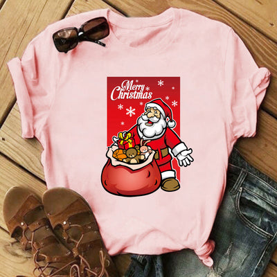Playera Navideña Roja para Parejas - Diseño Reno y Santa - Image 23