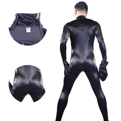 Traje Integral de Cuero PU Brillante para Hombre - Estilo Europeo y Americano - Image 4