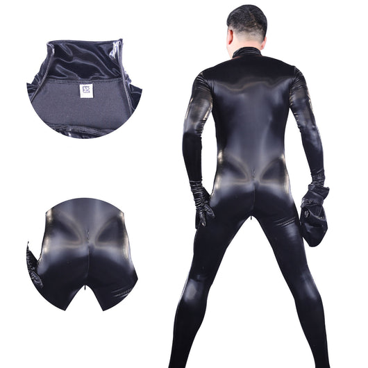 Traje Integral de Cuero PU Brillante para Hombre - Estilo Europeo y Americano - Image 4