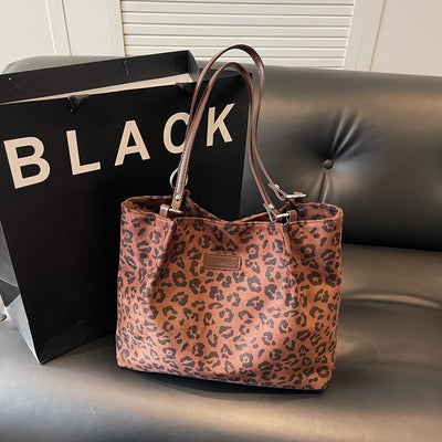Bolsa Grande de Lona con Estampado de Leopardo para Hombro - Image 5