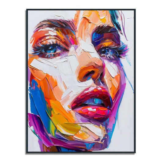 Cuadro Abstracto Moderno Pintura al Óleo Hecha a Mano - Rostro Contemporáneo con Técnica de Espátula - Image 8