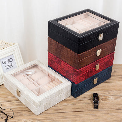 Caja Organizadora de Relojes de Cuero con Techo Transparente - 6 Compartimentos - Image 3