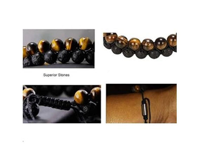 Pulsera de Ojo de Tigre y Piedra Volcánica - Image 10