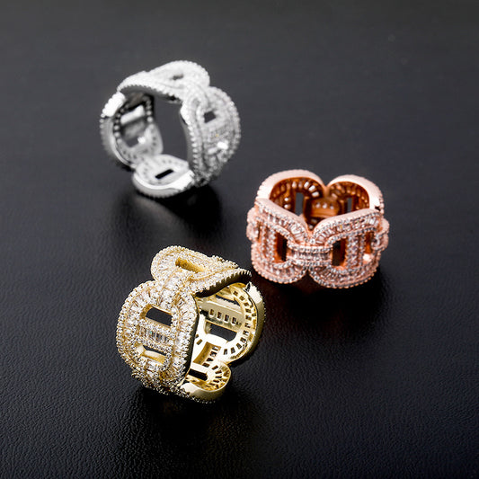 Anillo Hip-hop para Hombre con Circonita Electrochapada