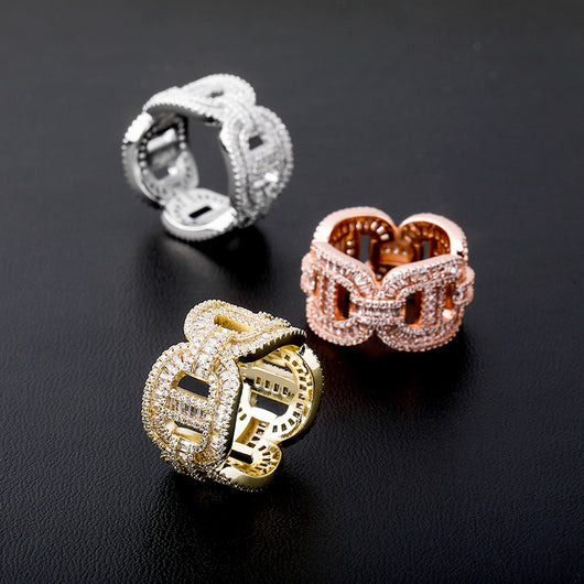 Anillo Hip-hop para Hombre con Circonita Electrochapada