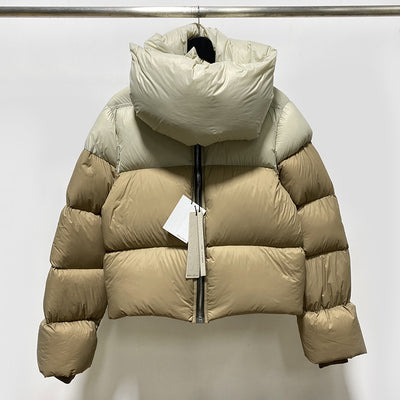 Chaqueta Temperament Blanca de Plumas de Pato con Cuello Alzado y Cierre