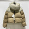 Chaqueta Temperament Blanca de Plumas de Pato con Cuello Alzado y Cierre