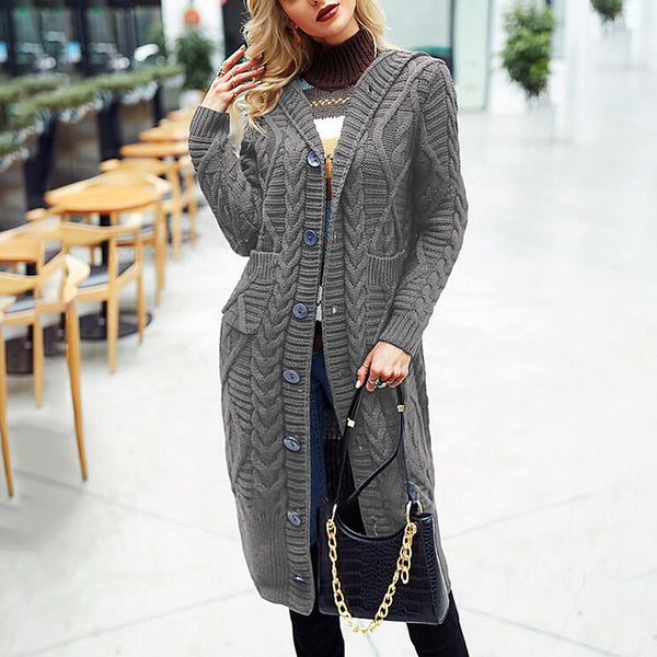 Cardigan de Lana Oversized - Abrigo Largo Holgado en Colores Sólidos