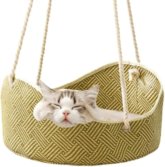 Hamaca Respirante para Gatos - Cama Elevada de Ratán con Ganchos de Metal - Image 5