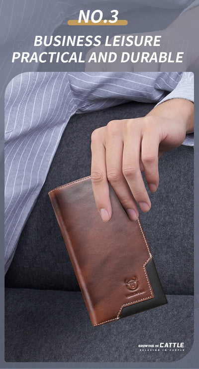 Billetera Bifold de Cuero Engrasado Premium para Hombre - Capacidad Grande - Image 34