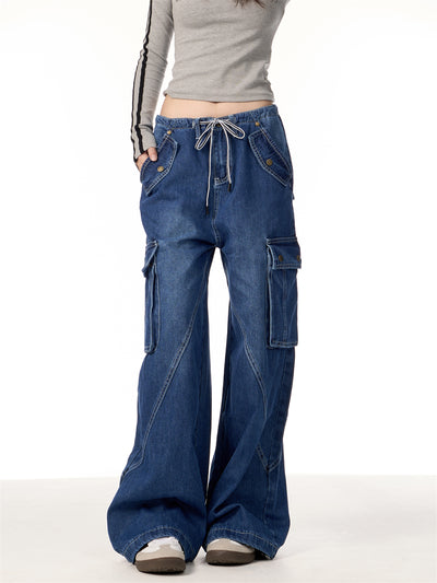 Pantalones Cargo Retro Mujer Cintura Alta Bolsillos Múltiples Corte Recto - Image 20