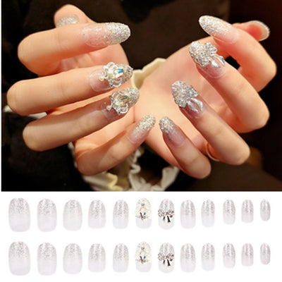 Uñas Postizas Decoradas con Lazo y Corona - Parches de Uñas Artísticas - Image 9