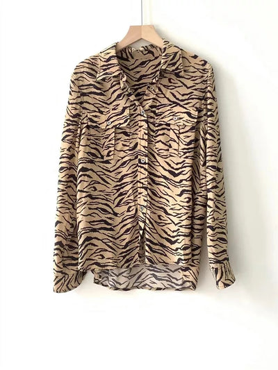 Camisa Larga Estampado Tigre para Mujer - Estilo Francés Otoño Temprano - Image 7